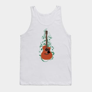 Mahogany Auditorium Acoustic Guitar Flowering Vines Tank Top